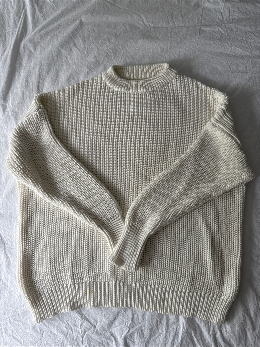 Our Folk 100% cotton White Crew Neck Sweater
